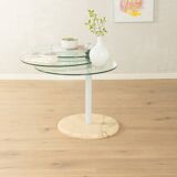 Sculptural side table from the 1980s with swiveling glass plates and a solid marble base