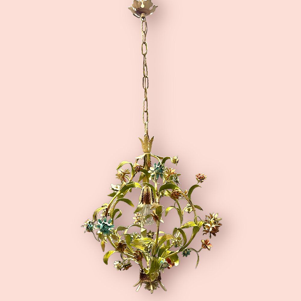 Italian tole flower chandelier, 1960s