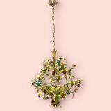 Italian tole flower chandelier, 1960s
