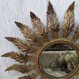 Aged metal sun mirror country decoration