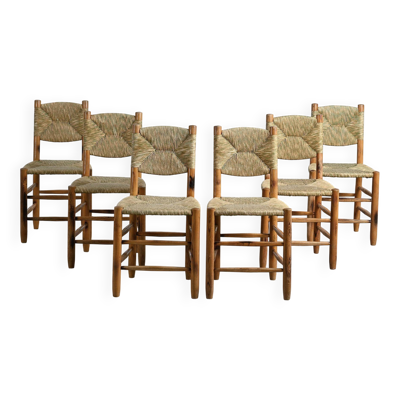 Suite de 6 chaises modèle Bauche par Charlotte Perriand, circa 1960