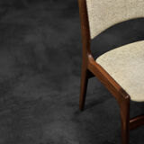 Vintage Scandinavian Modern Teak and Beige Wool Dining Chairs Model 89 by Erik Buch, 1950s, Set of 4