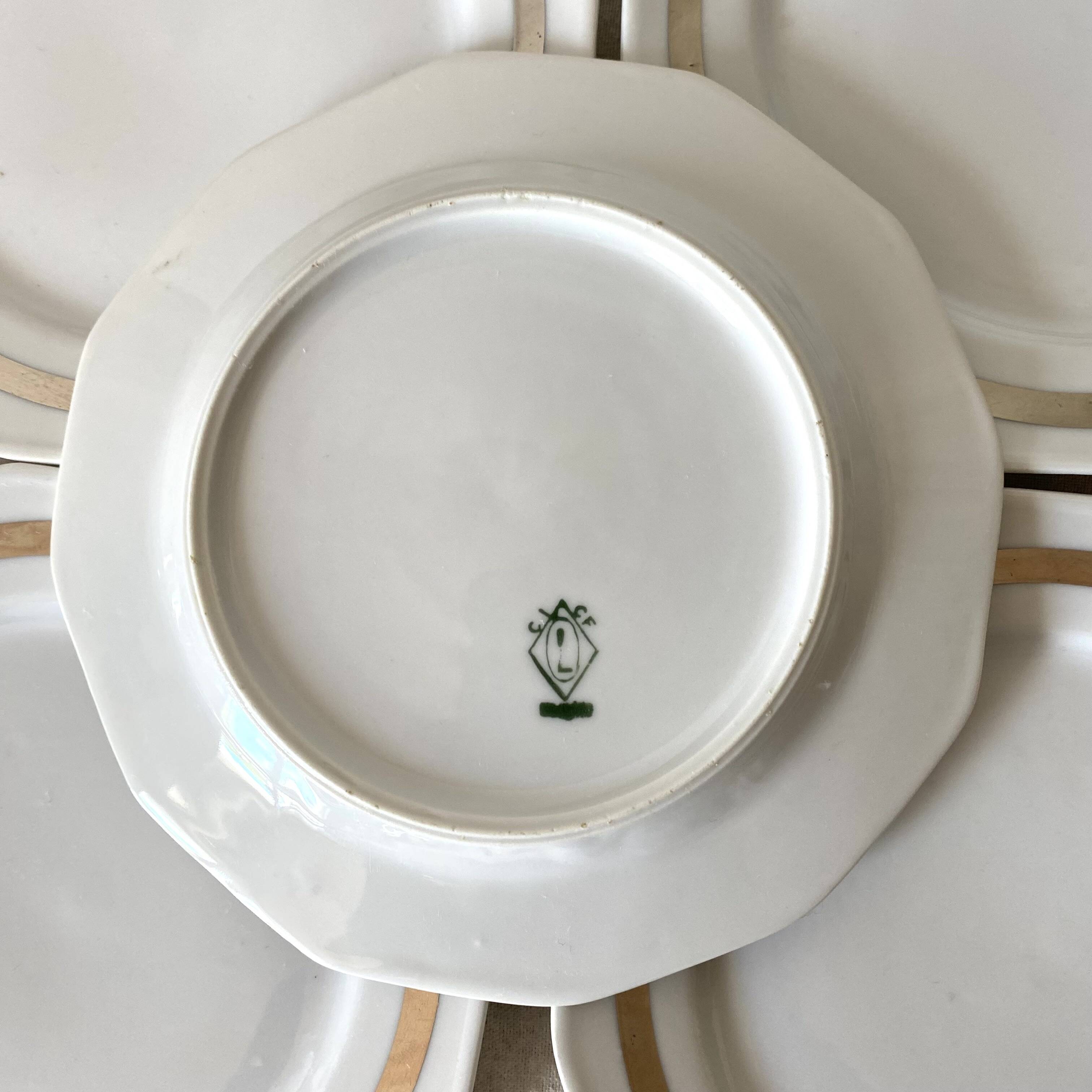 Art Deco porcelain dessert plates and platter