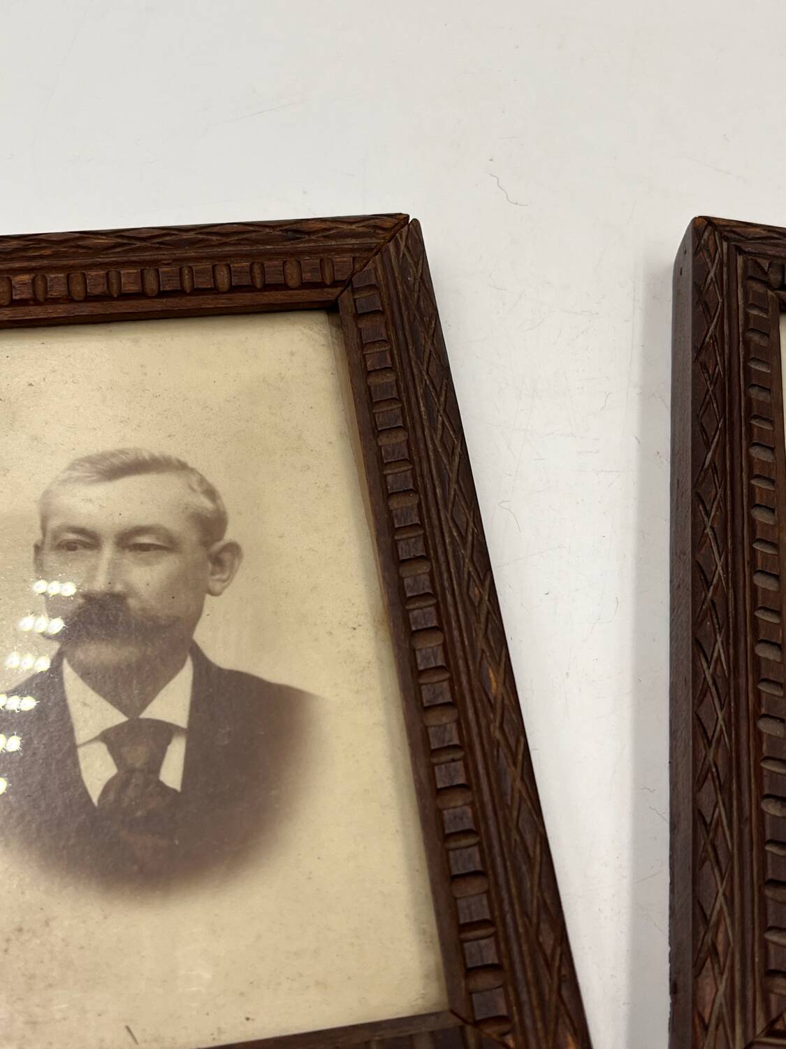 Wooden frame duo with relief