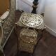 Small old chiseled brass pedestal