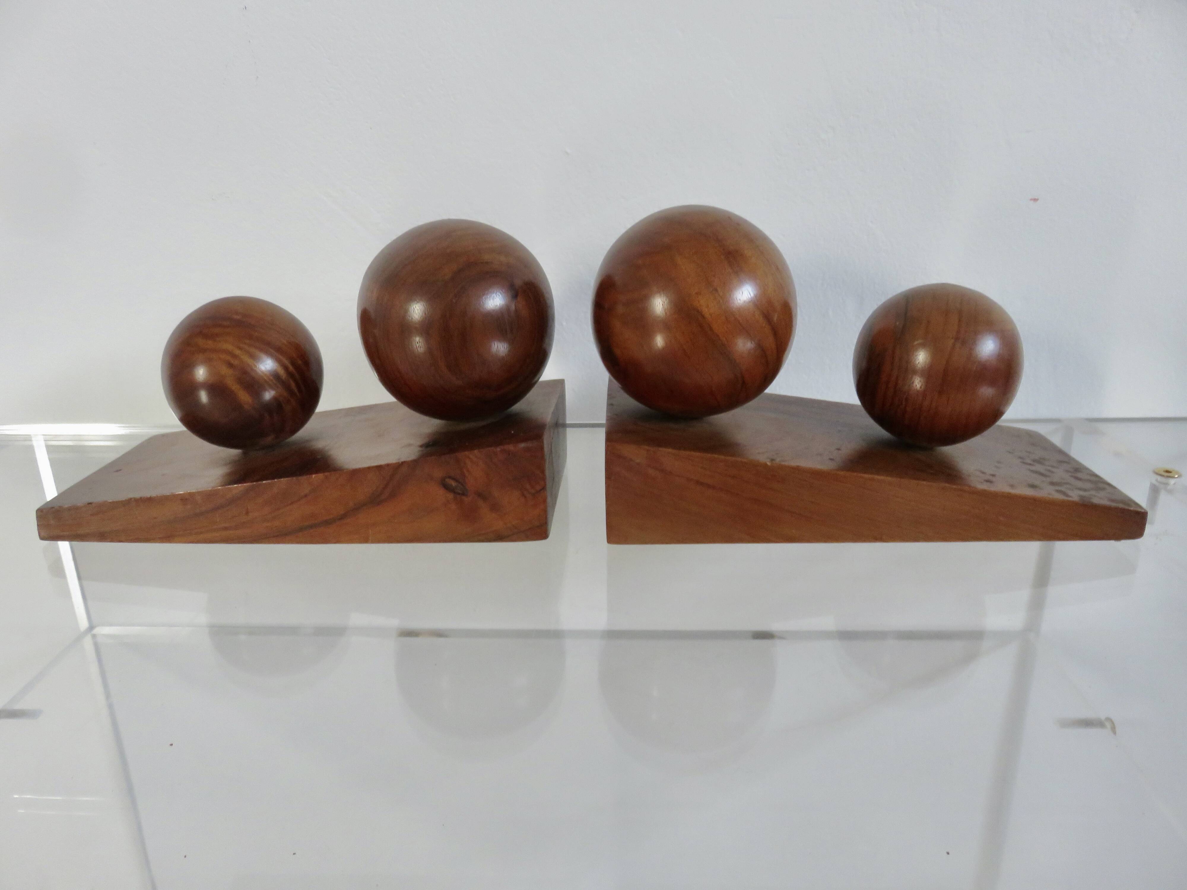 Pair of art deco walnut bookends, 1930s-40s