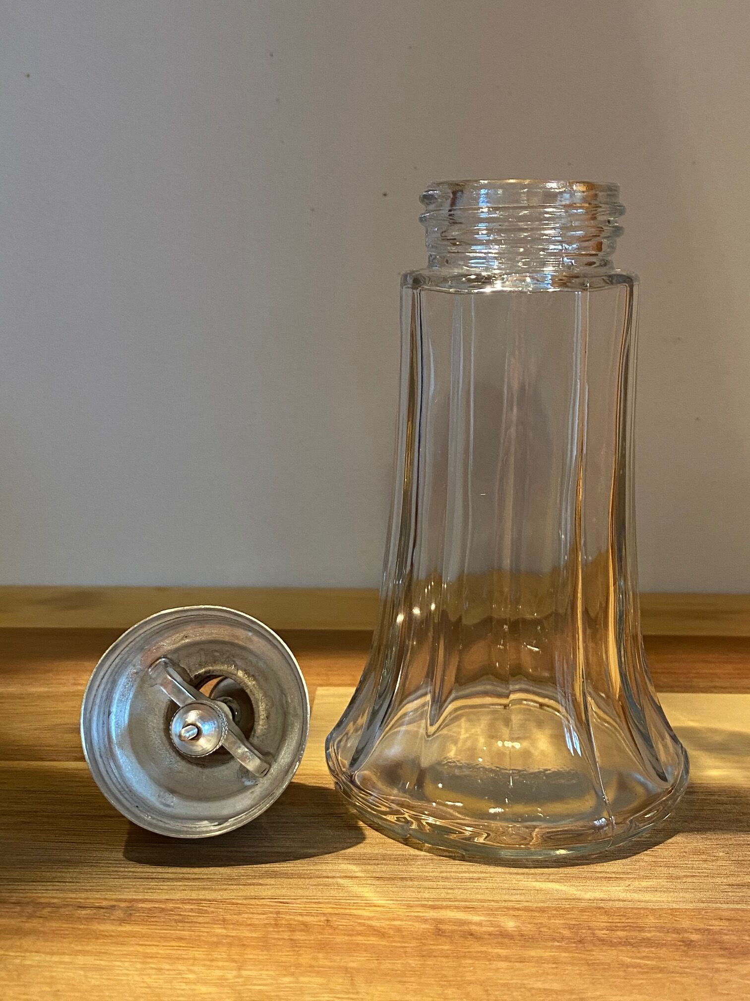 Sugar-washer - The perfect - glass and silver metal 1950