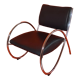 Fauteuil vintage en simili cuir et tube d'acier chromé