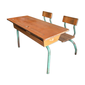 Double vintage school desk