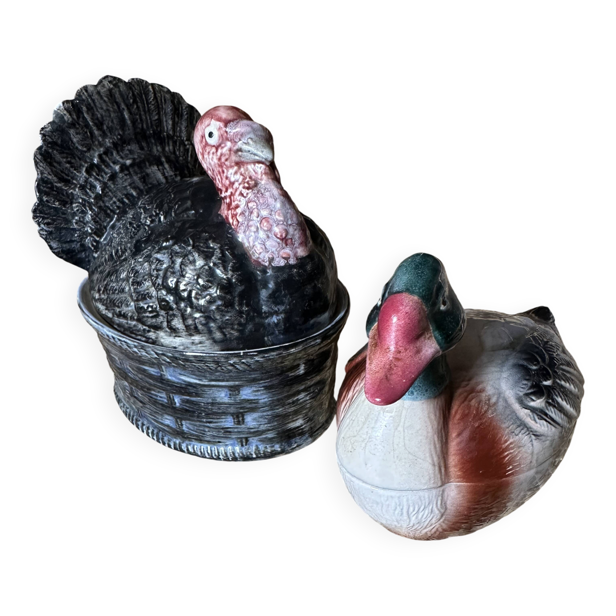 Duo of animal terrines signed Michel Caugant – Duck & Turkey