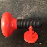 Vintage wall lamp in orange metal and black plastic, adjustable