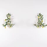 Pairs of lemon tree wall lights in painted sheet metal