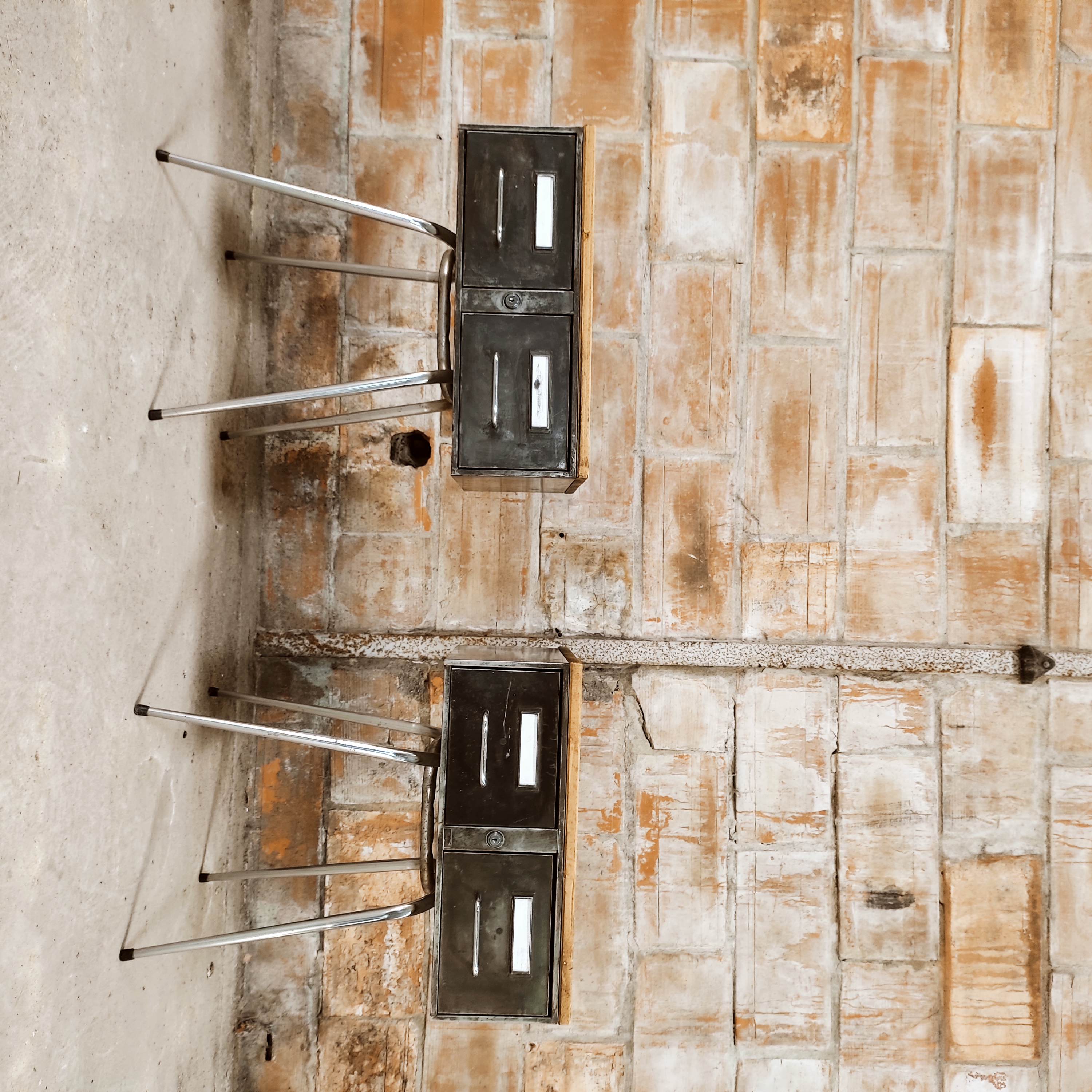 Pair of industrial style bedside table