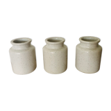 3 white jars, stained in glazed earth