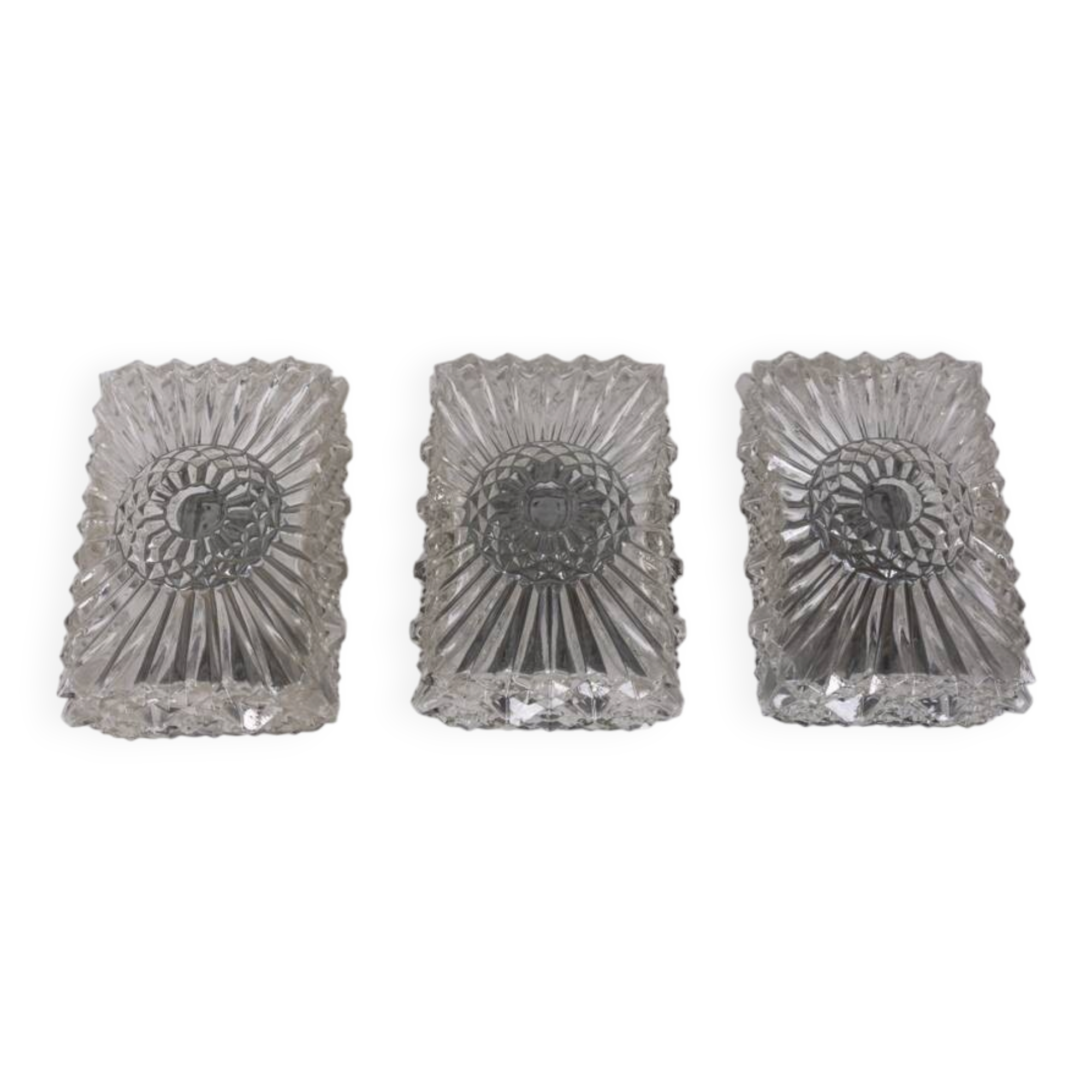Vintage Worked Glass Wall Lamps, 1970s, Set of 3