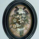 Oval frame napoleon iii glass bomb decor floral fabric xix eme
