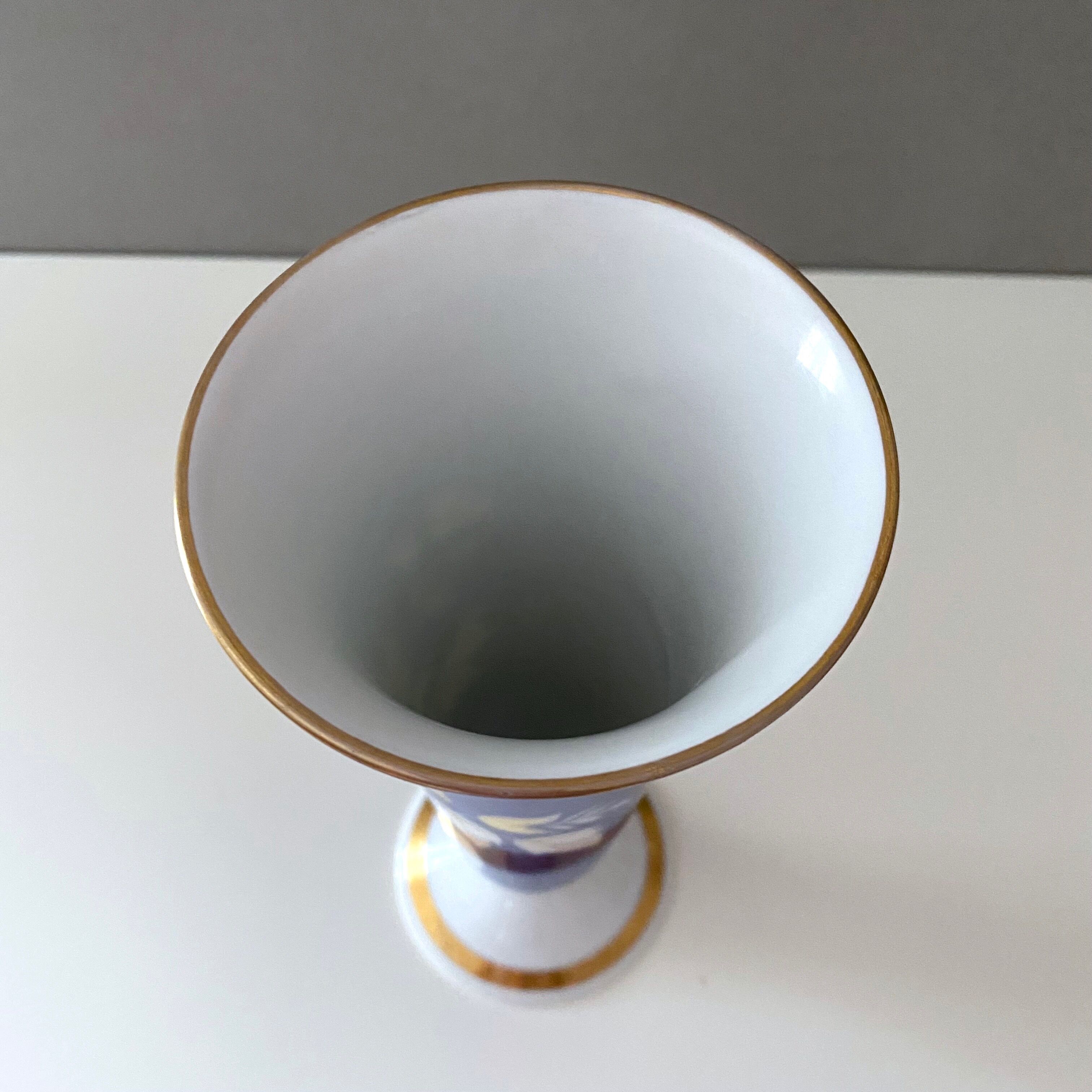 Art Deco Porcelain Vase Königszelt with Gold Decoration, Hand Painted