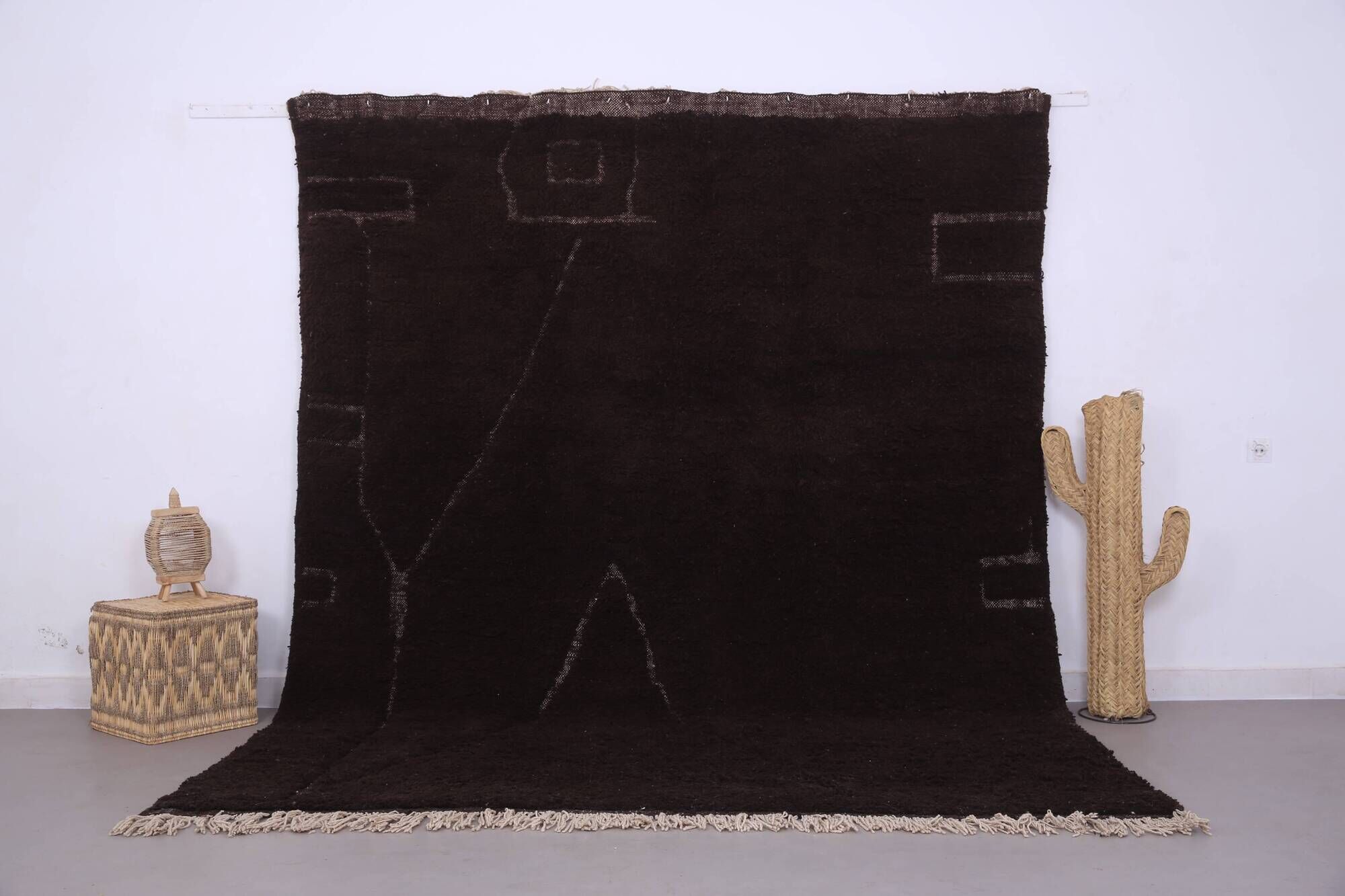 Espresso Brown Moroccan Rug 248 x 310 cm - Vintage Moroccan Rug  Bohemian