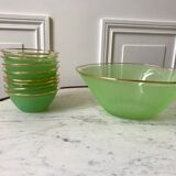 Set of 8 small bowls and a green granita bowl 60s-70s