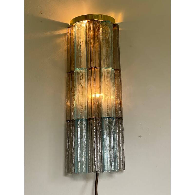 Applique contemporaine en verre de Murano bleu
