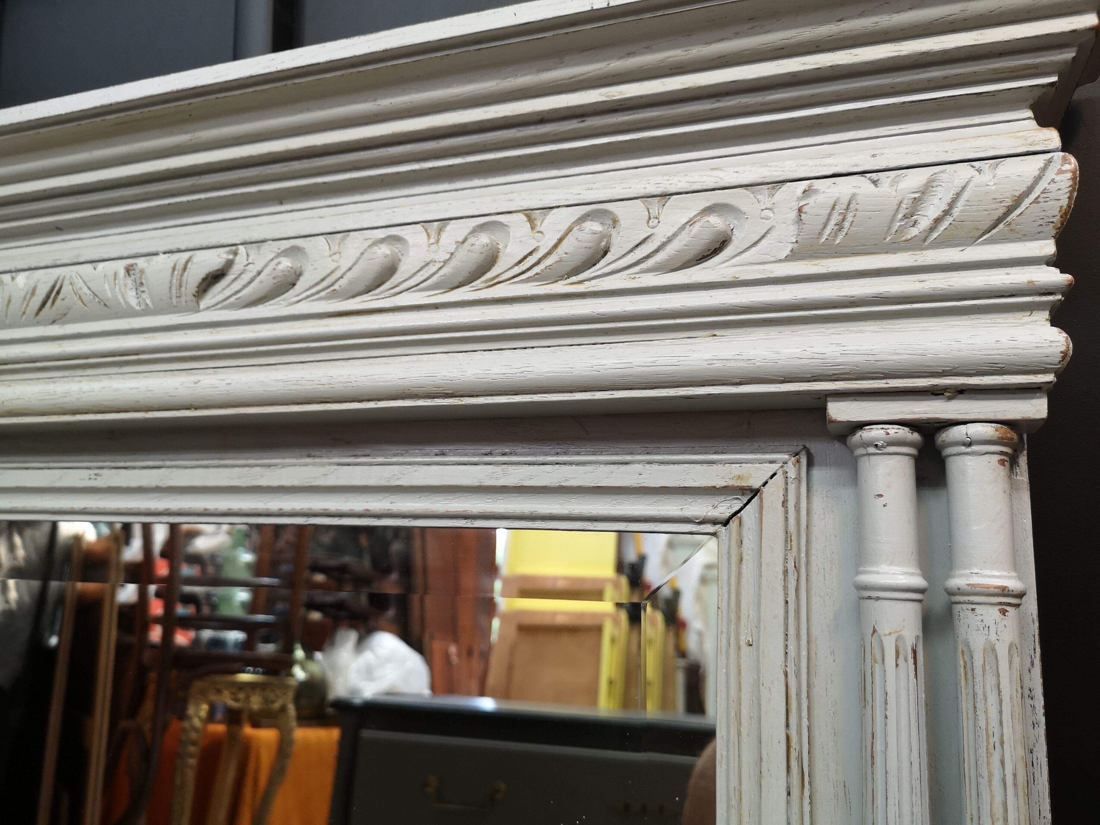 Mirror trumeau XIXe patina shabby chic gustavien ice