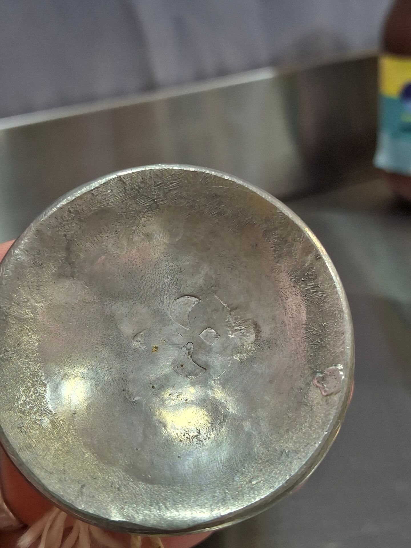 Footed glass in pewter