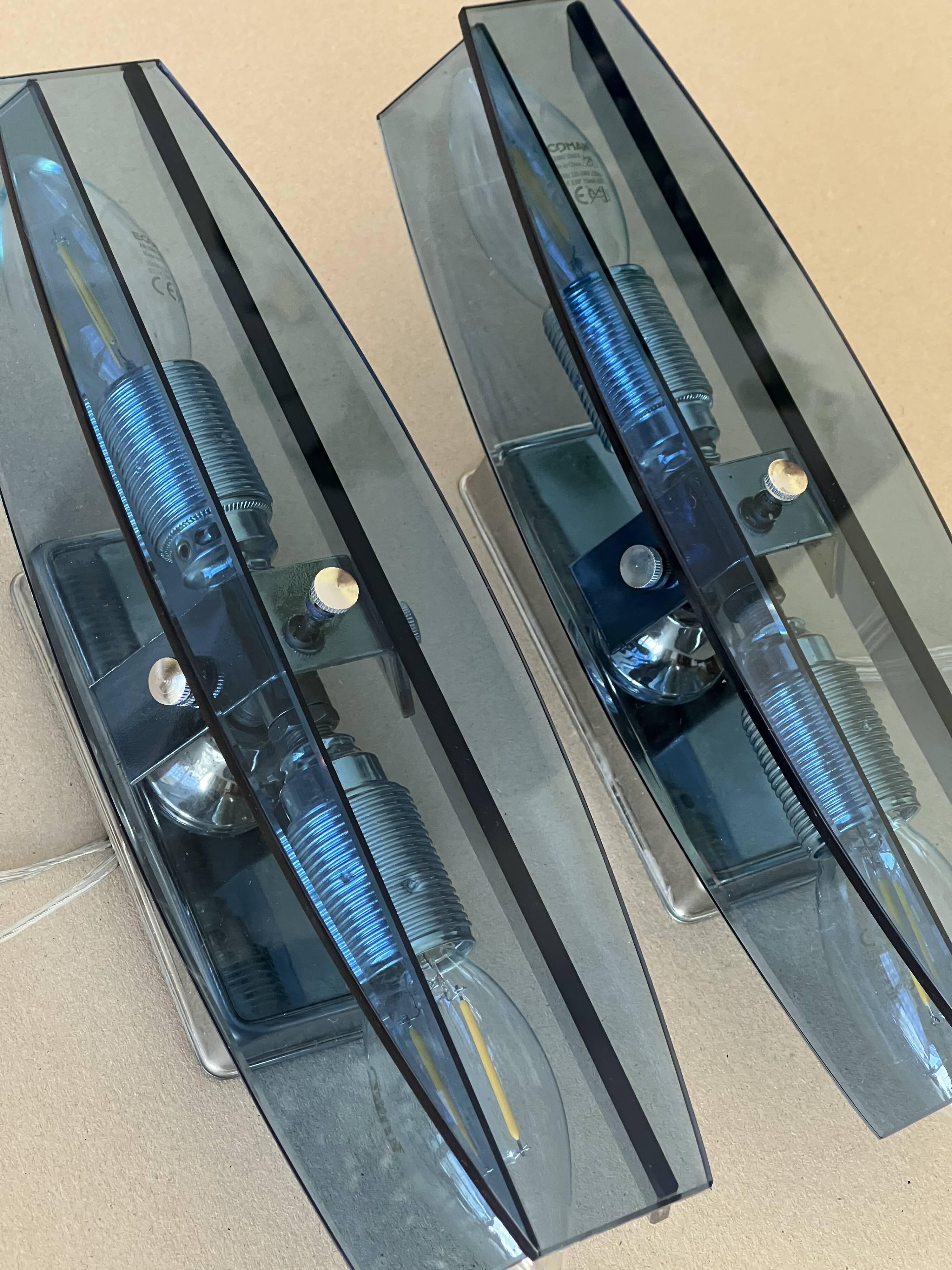 Pair of wall lights attributed to Veca for Fontana Arte, 70s