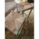 Vintage European Rustic Painted Straw Bar Stools - Set of 2