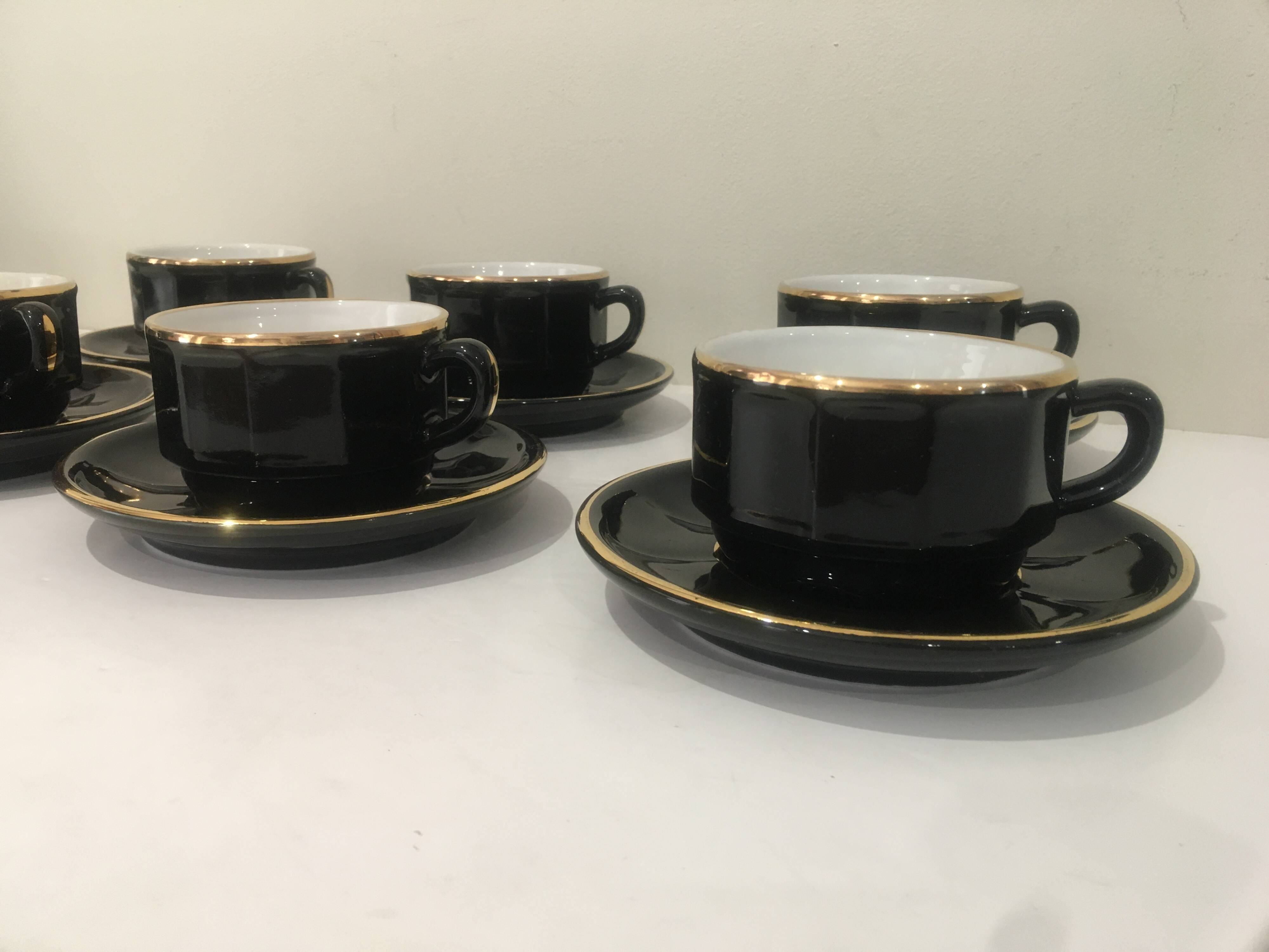 Tasses bistrot noir/or
