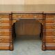 Antique double-sided desk C Hindley & Son in oak and leather