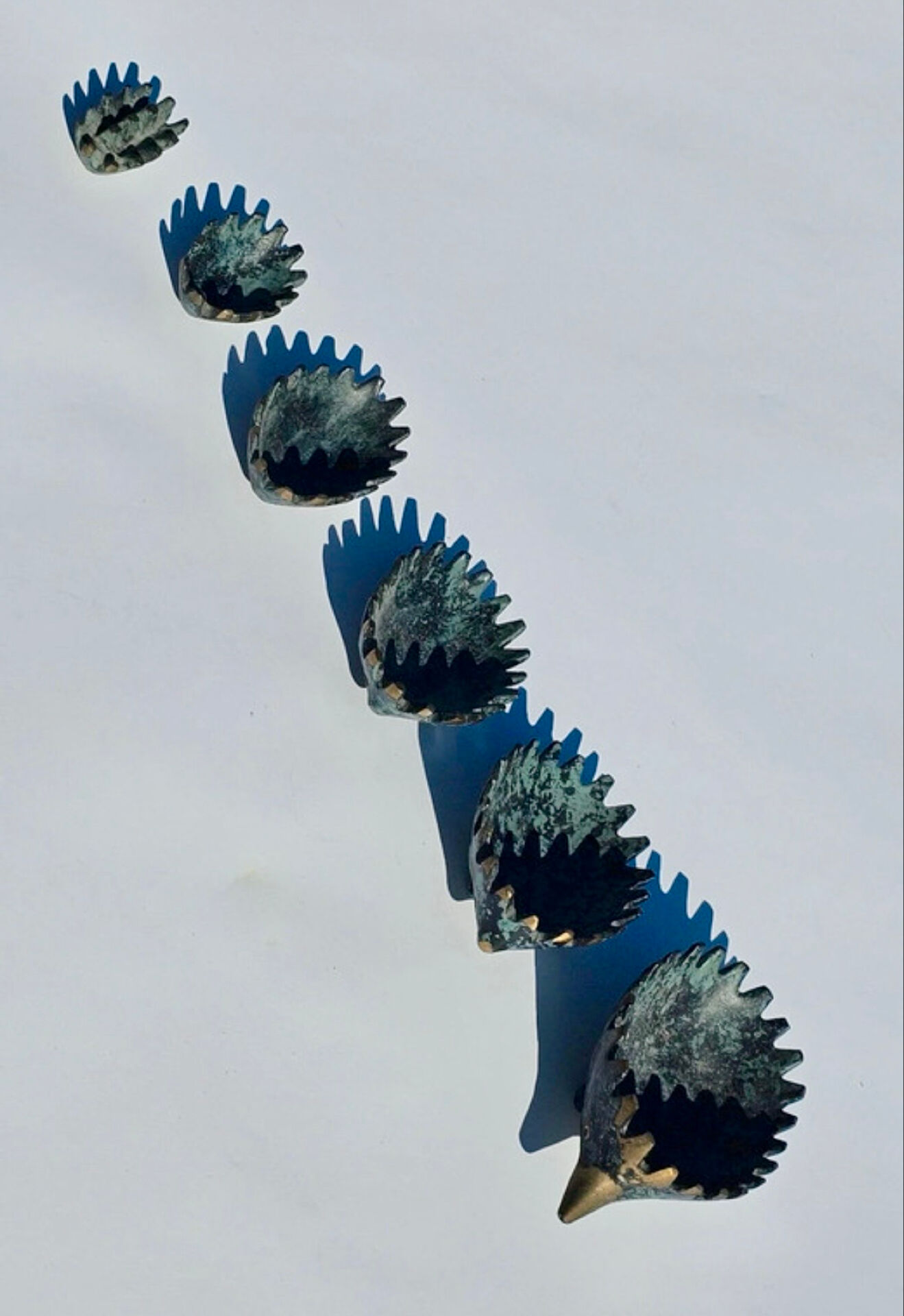 Walter Bosse for Silex — Set of 6 stackable bronze hedgehogs