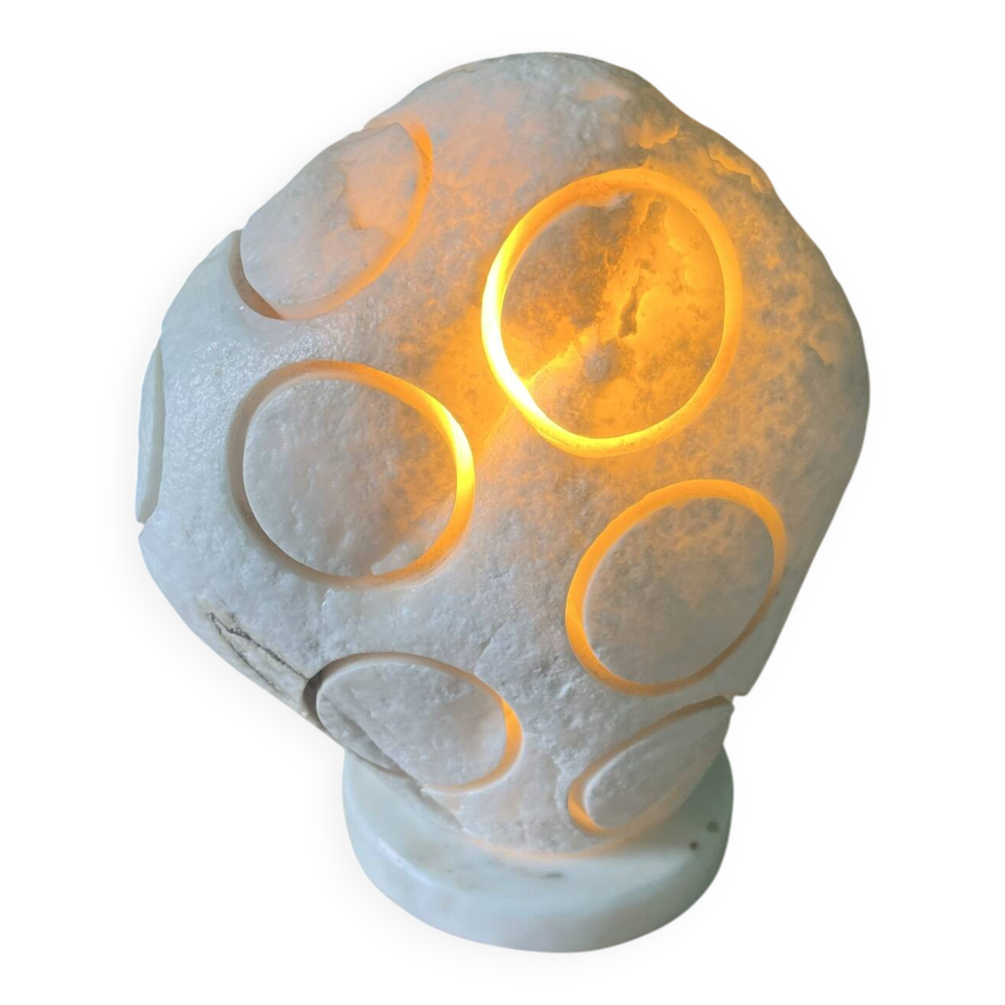 Vintage carved stone mushroom table lamp