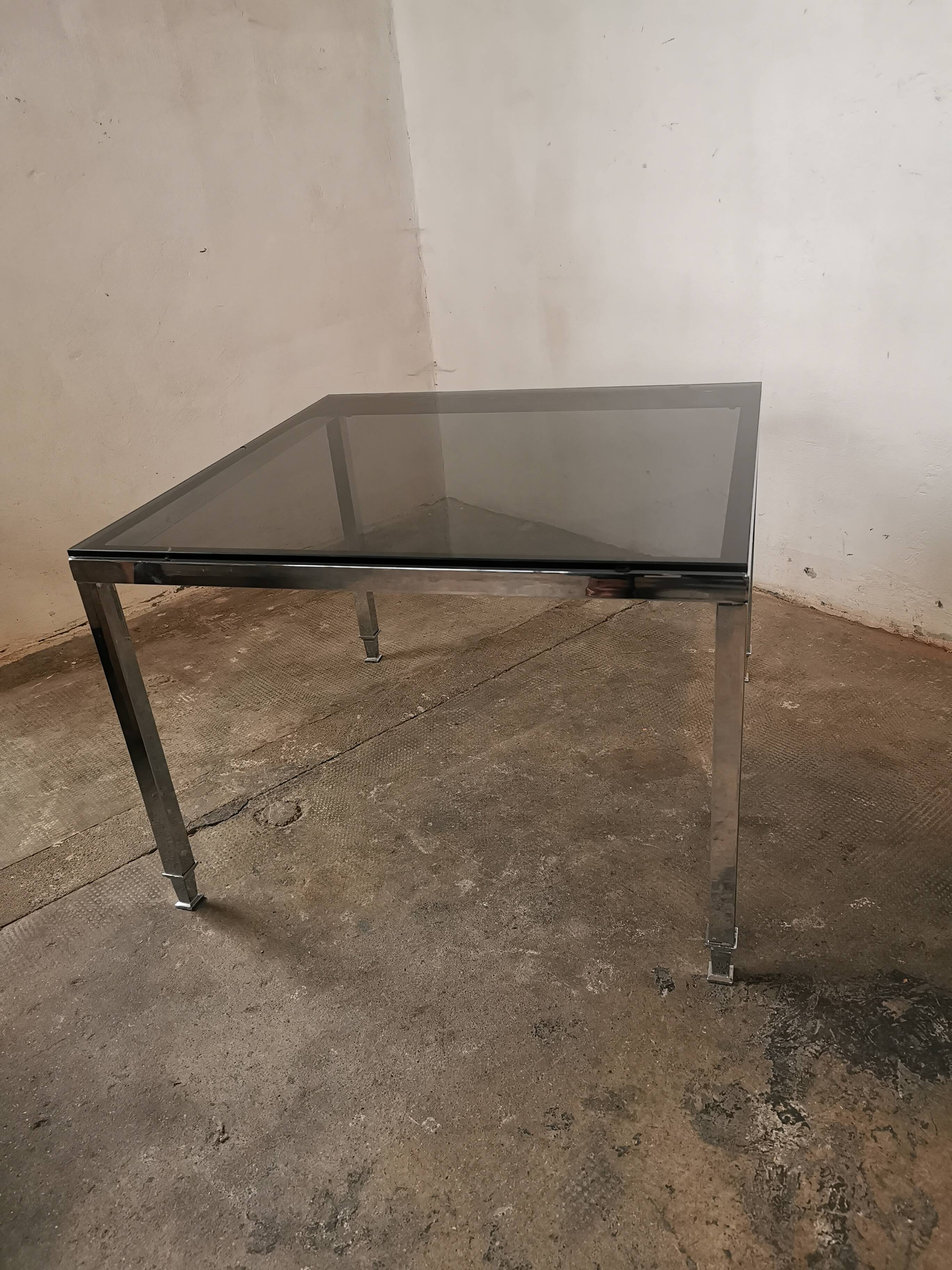 Chrome and glass coffee table 1970 Neoclassical style