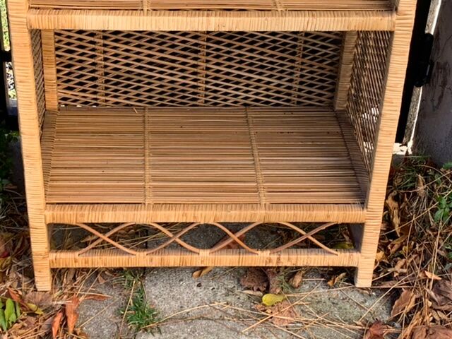 Rattan wicker shelf, 3 floors vintage 1960/70