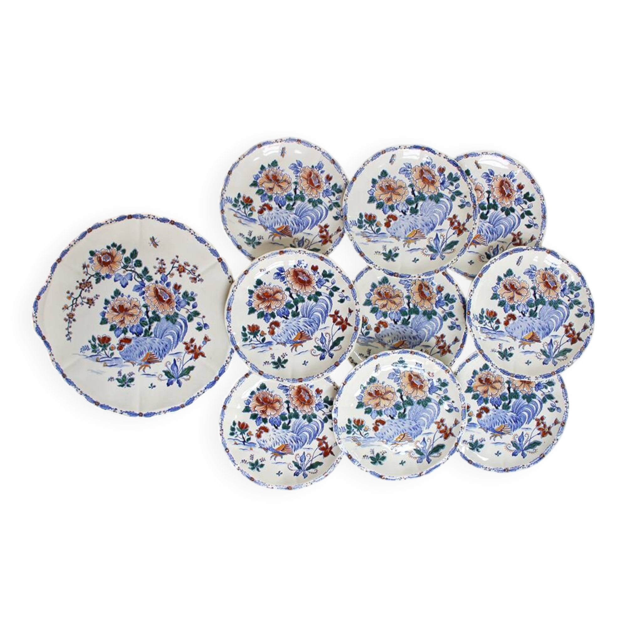 Gien tableware service with Rooster decoration.