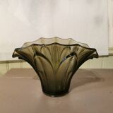 Art Deco vase in polished and frosted smoked glass