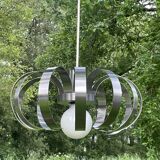 Suspension, chandelier with stainless steel blades from the 70s