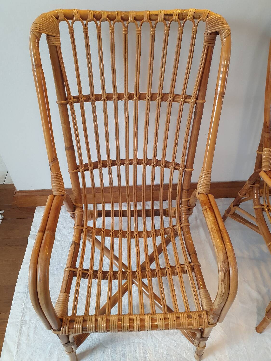 Pair of rattan armchairs