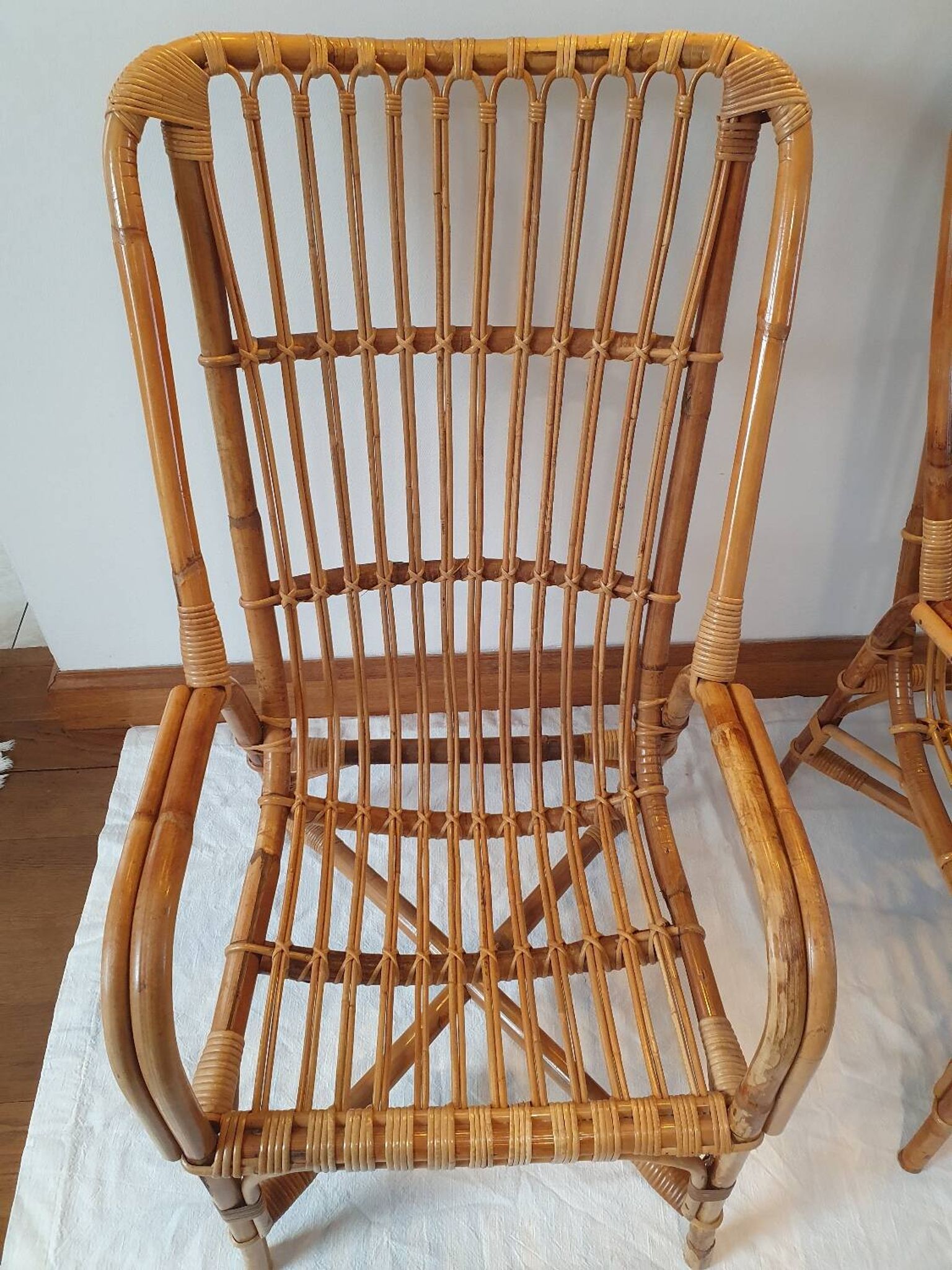 Pair of rattan armchairs