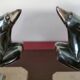 Pair of Gazelles bookends Hippolyte Moreau, signed - Spelter, marble