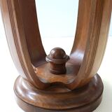 Art Deco Round Oak Durmast and Glass Coffee Table, Italy