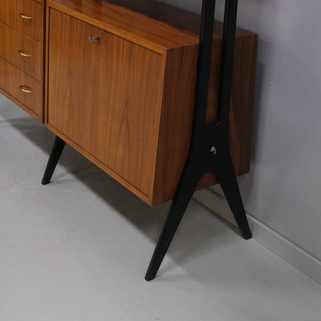 Vintage double multifunction teak bookcase 1960s sweden