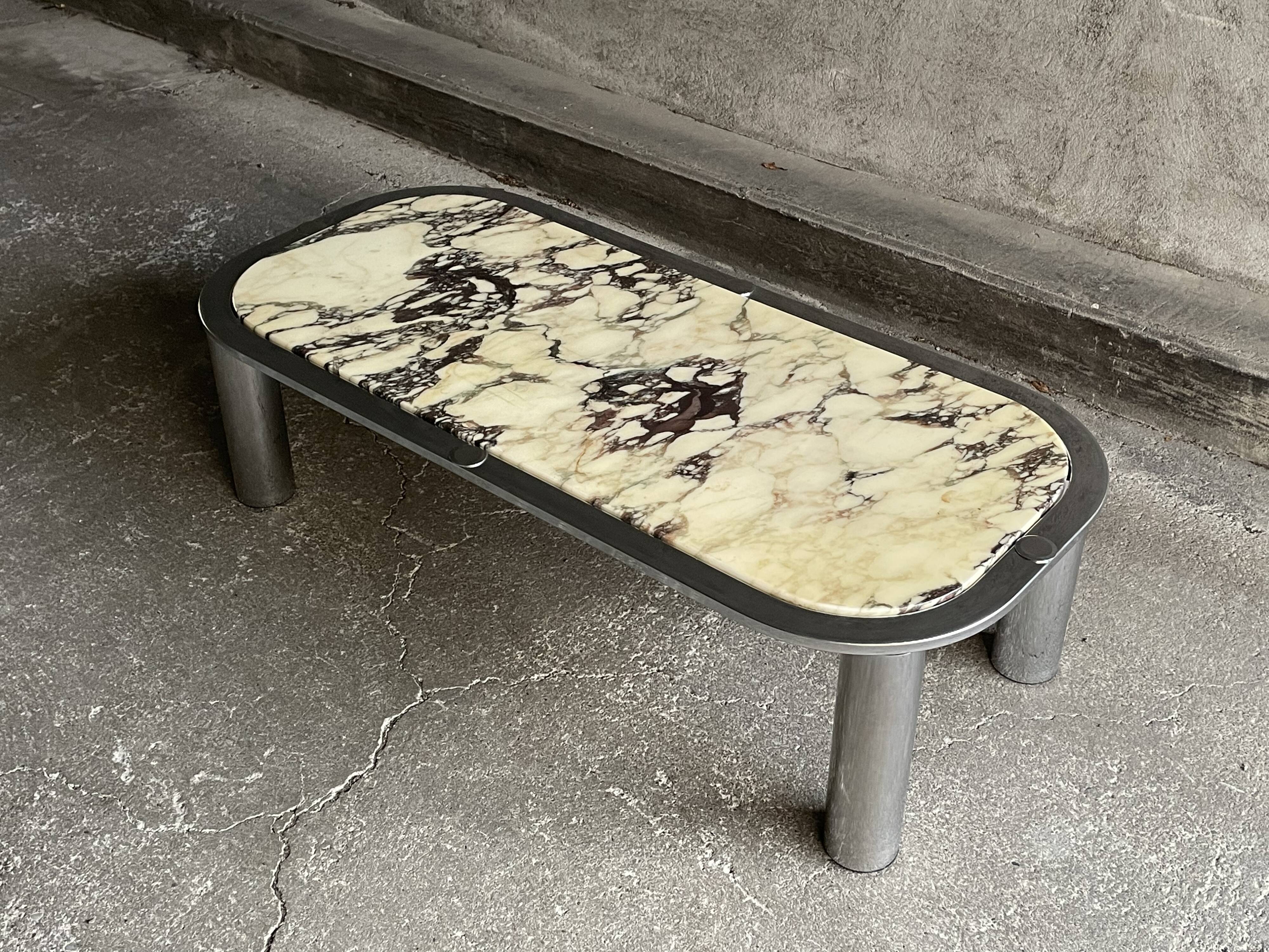 Italian marble and chrome coffee table, 1970s