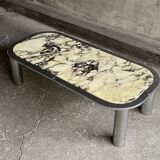 Italian marble and chrome coffee table, 1970s