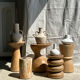Artisanal terracotta vase painted white with double handles H:16 D:20
