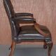 Gainsborough armchair George II leather Chesterfield hand-carved with claw and ball feet.