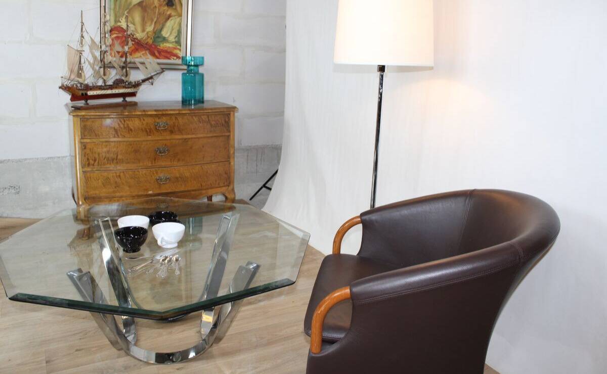 Glass and chrome coffee table by Roger Spunger for Dunbar 1960 US