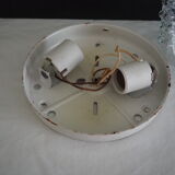 Transparent molded glass ceiling lamp – square shape – floral print.