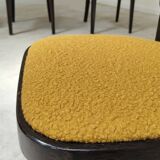 Lot de 4 chaises Thonet art déco 1930 , bouclette Jaune moutarde