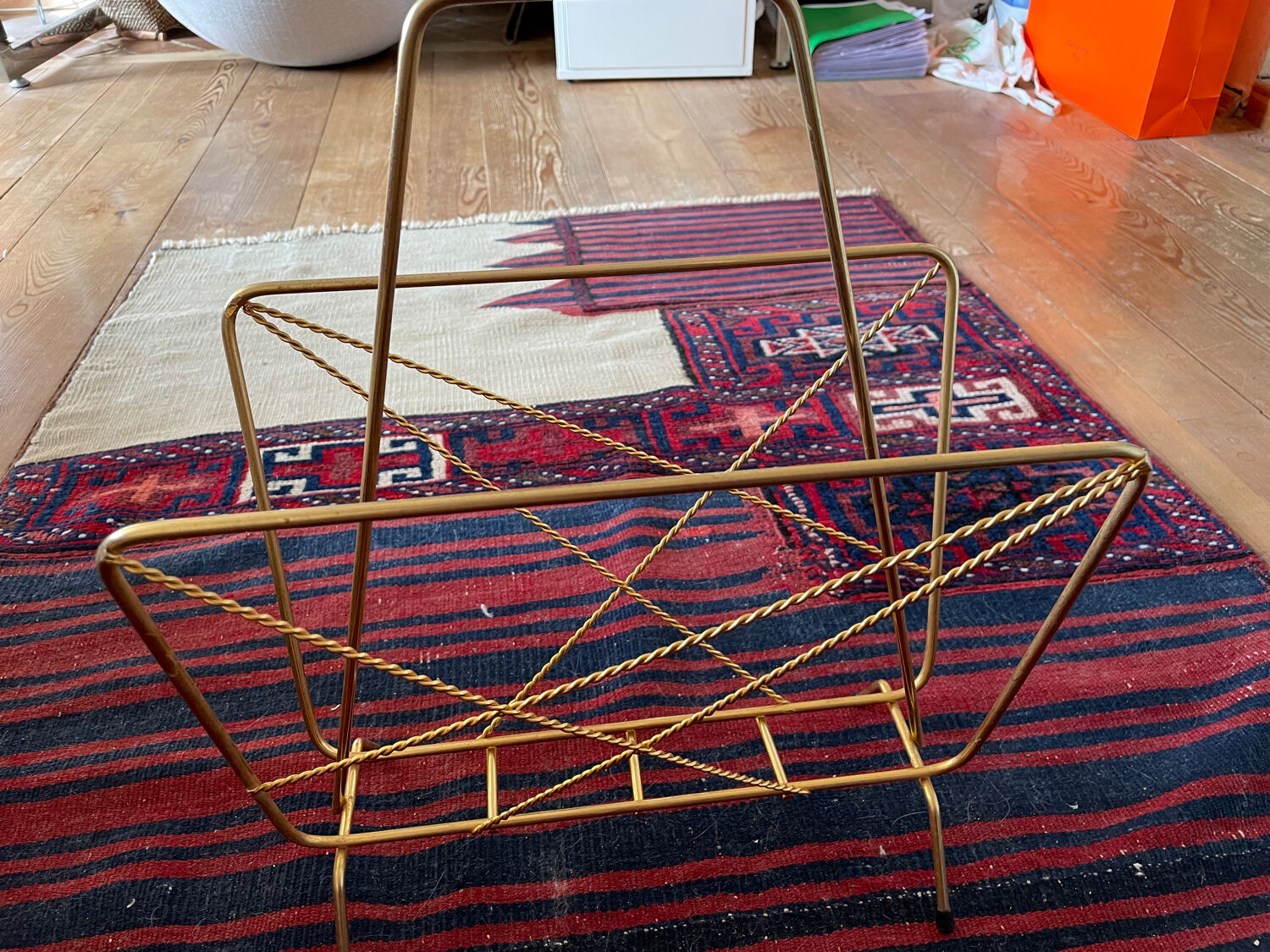 Vintage brass magazine holder - year 50-60